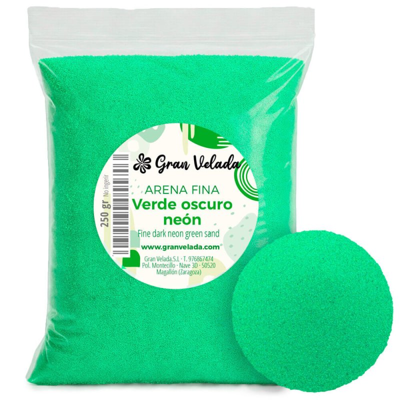 Envase arena fina verde oscuro neon