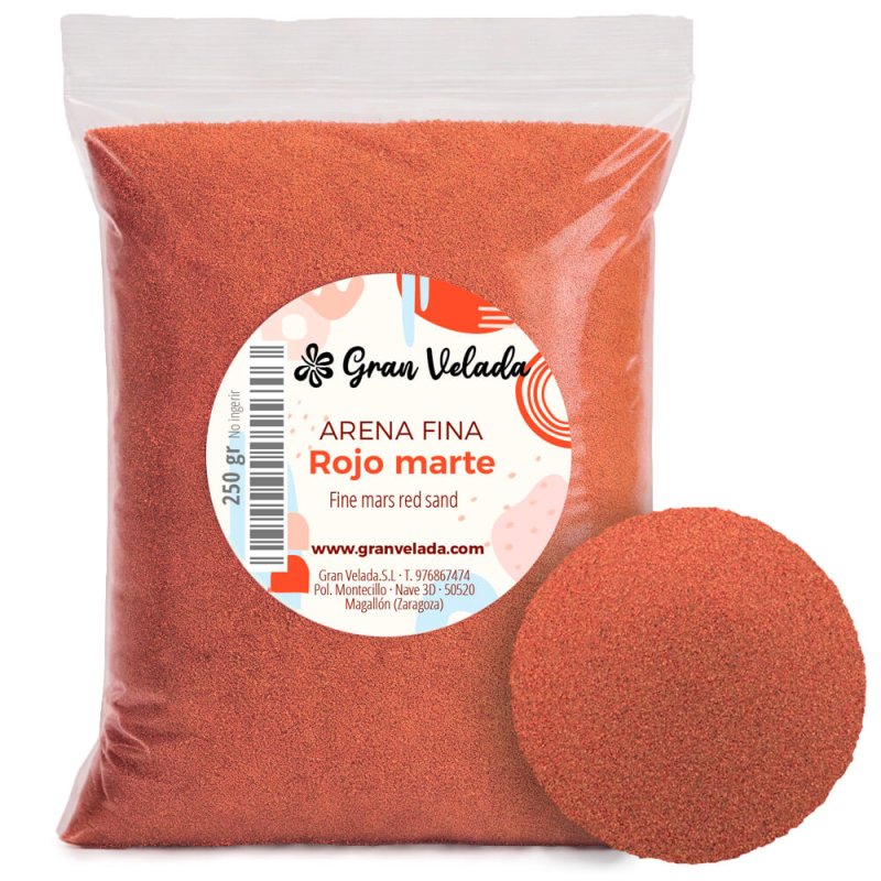 Envase arena grano fino rojo marte