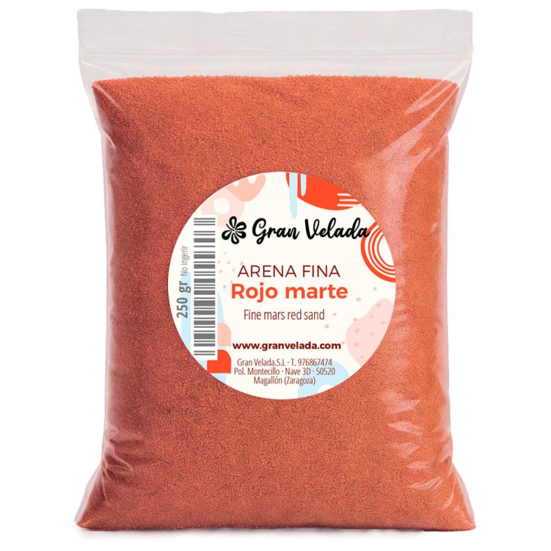 Envase arena grano fino rojo marte