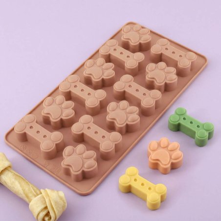Molde 12 figuras huesos y patas mascotas