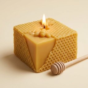 Molde vela favo com abelhas 8x8x5 cm