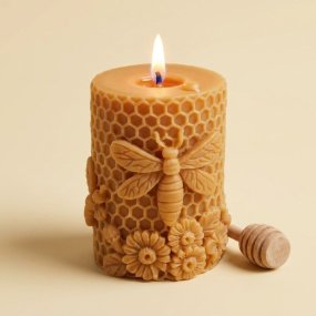 Moule bougie cylindrique abeille et fleurs