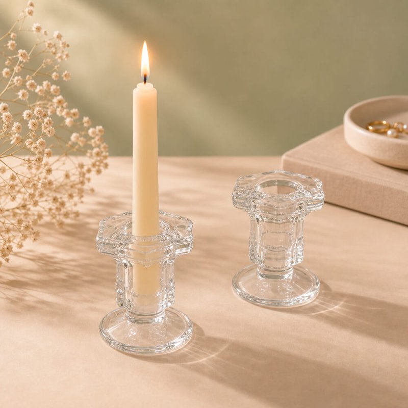 Portavelas de cristal ebony
