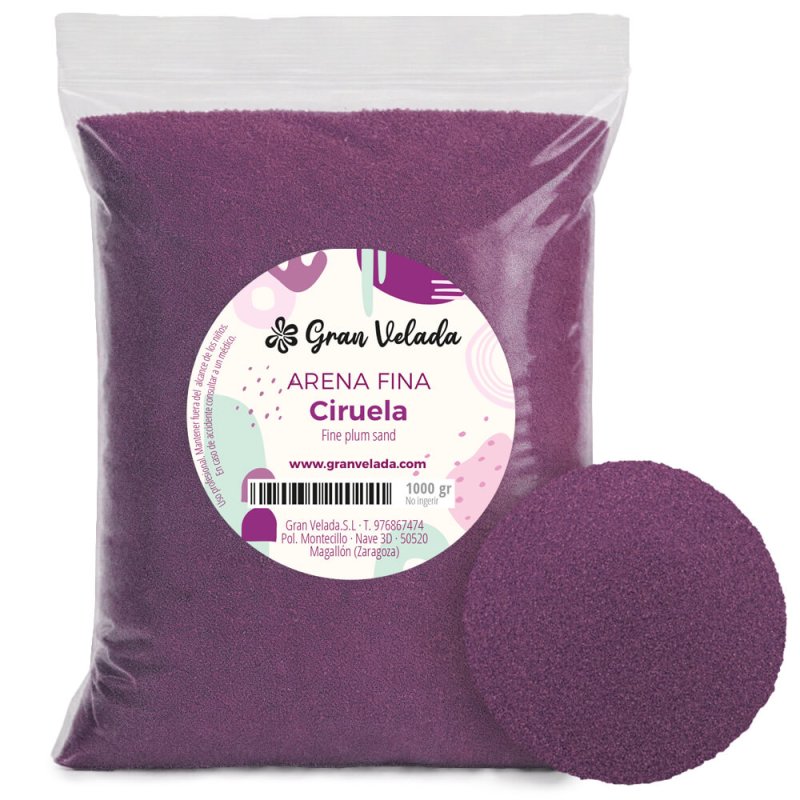 Envase arena fina color ciruela