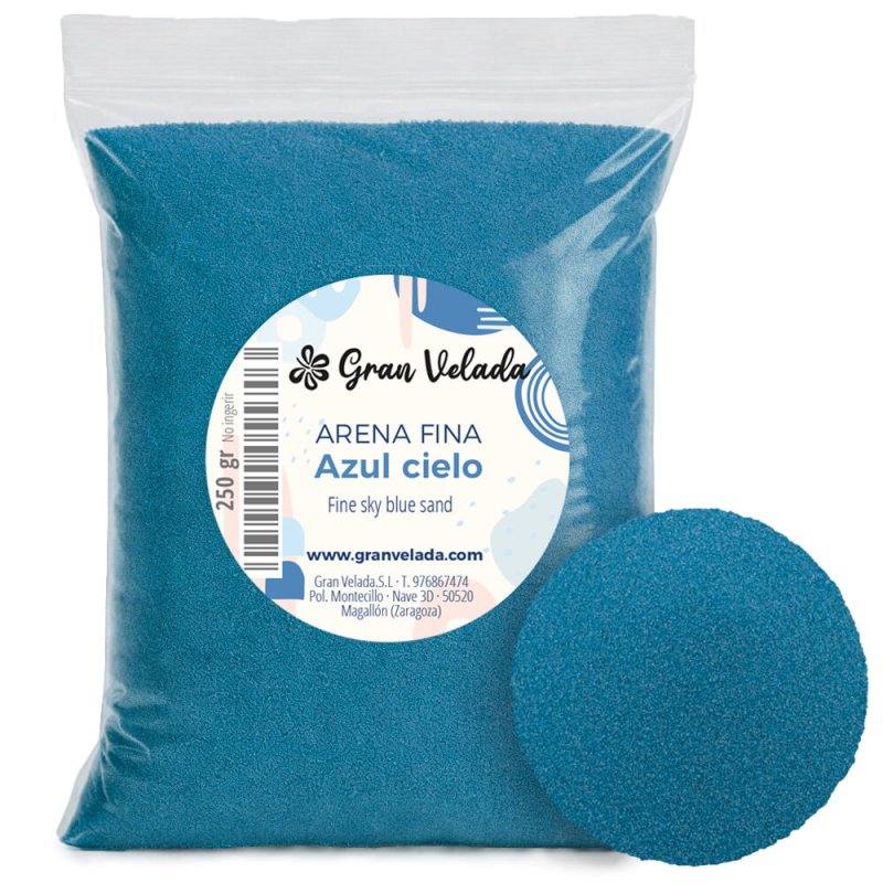 Envase arena fina azul cielo