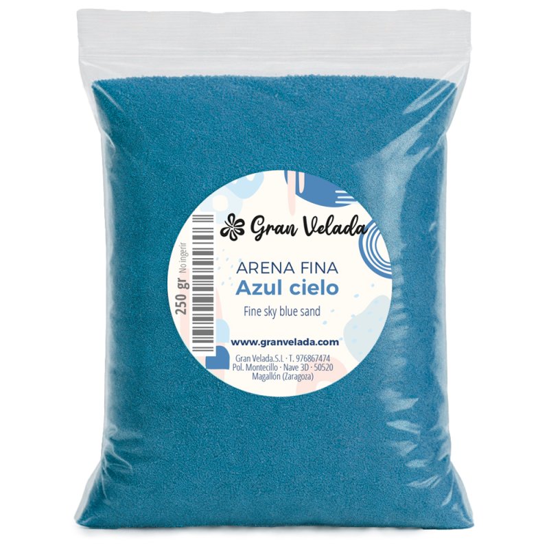 Envase arena fina azul cielo