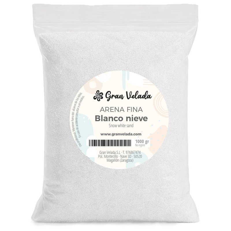 Envase arena fina blanco nieve