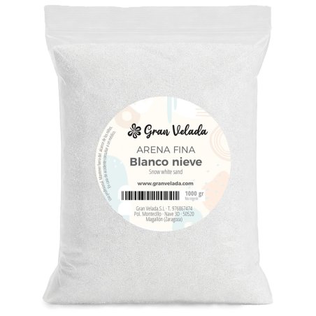 Envase arena fina blanco nieve