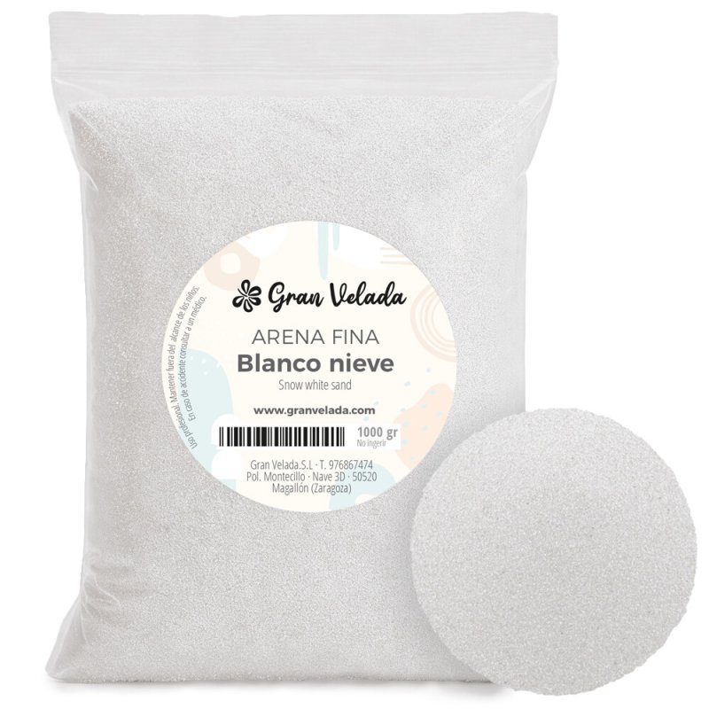Envase arena fina blanco nieve