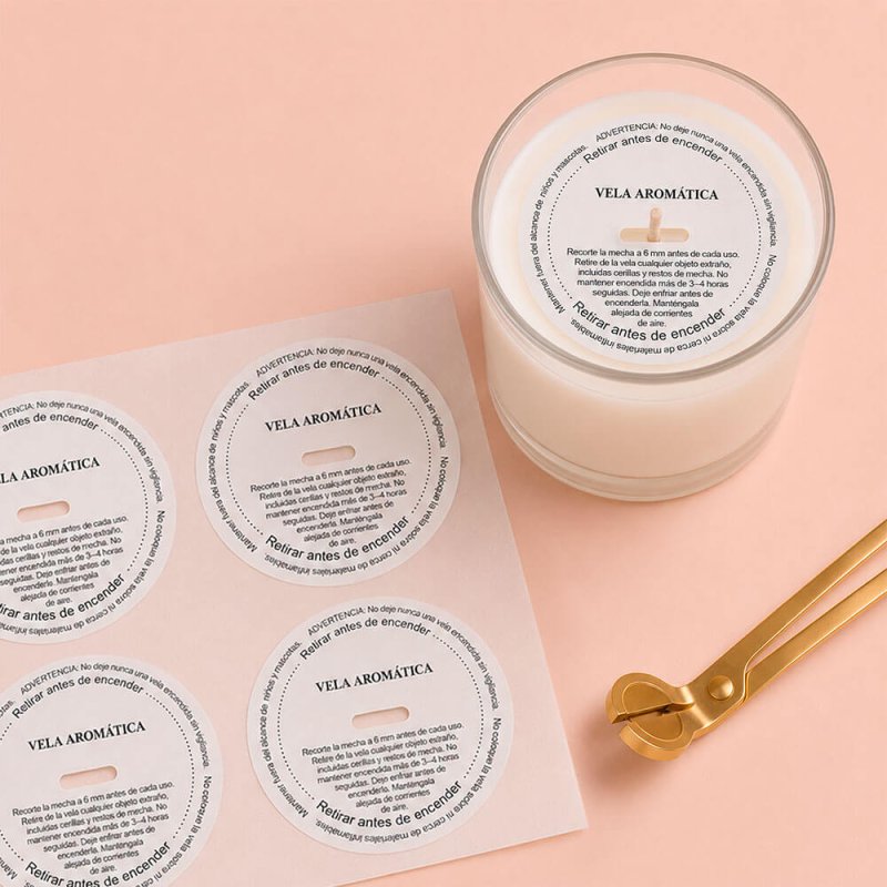 Pegatinas de advertencia para velas aromáticas es
