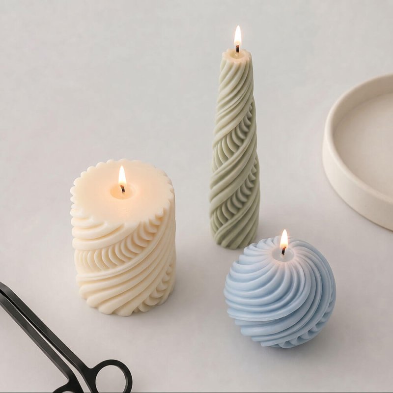 Set de moldes para velas en espiral