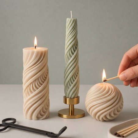 Set de moldes para velas en espiral
