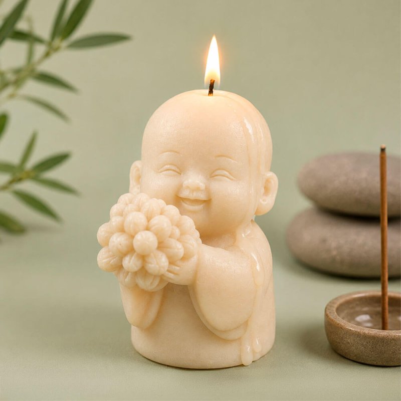 Molde para velas buda con ramo de flores