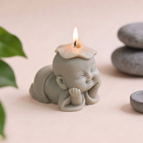 Molde para velas buda com chapéu de lótus