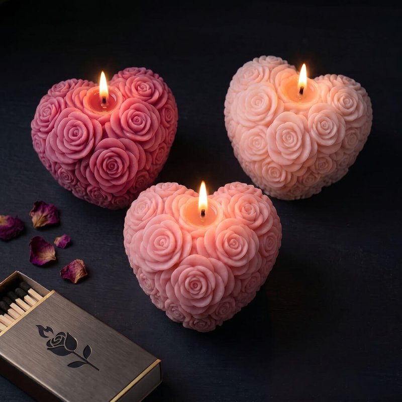 Molde para velas de corazón con rosas