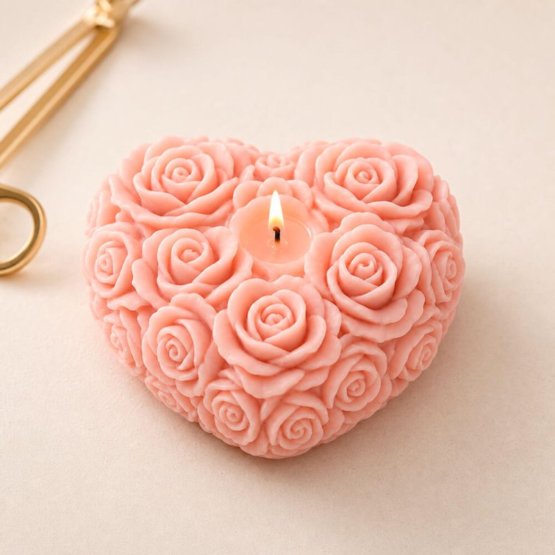 Molde para velas corazón de rosas