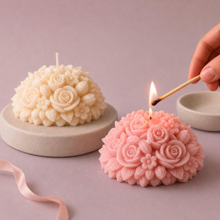 Molde para hacer velas con forma de ramo de flores