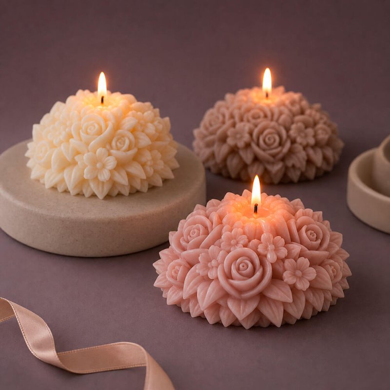 Molde para velas con forma de centro de flores