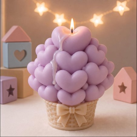 Molde para velas cesta de corazones 5