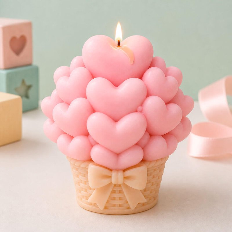 Molde para velas cesta de corazones