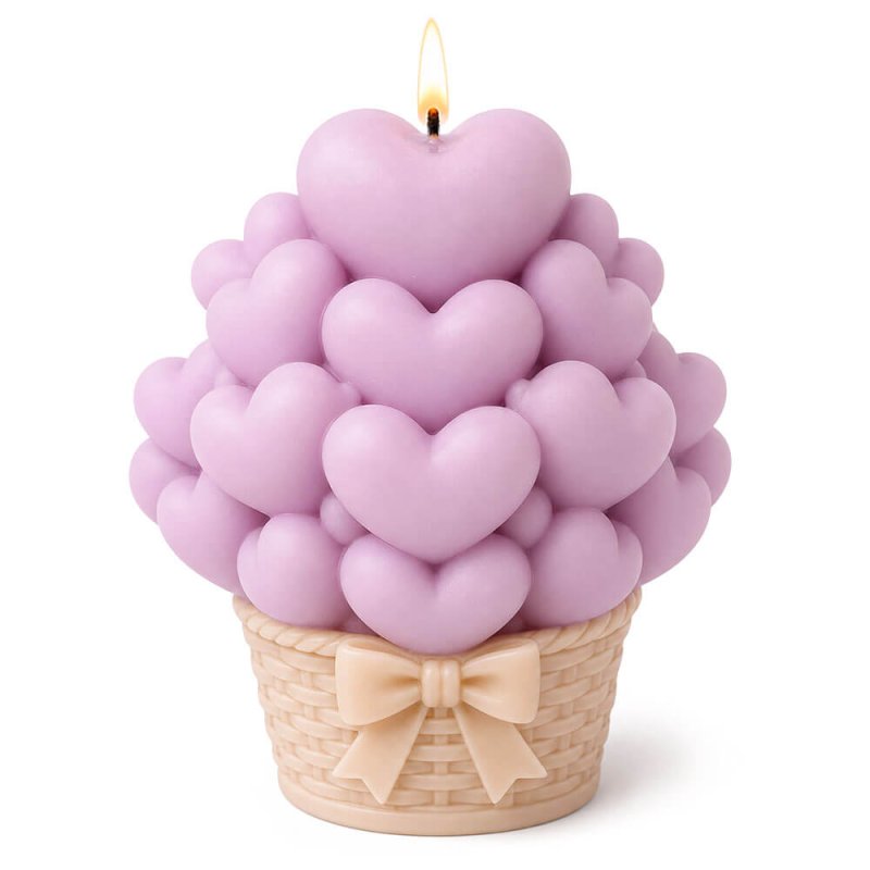 Molde para velas cesta de corazones 2
