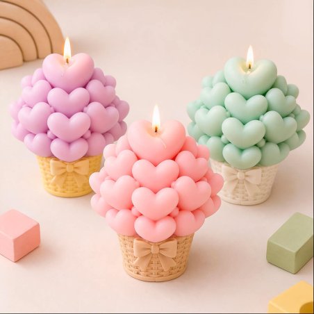 Molde para velas cesta de corazones 3