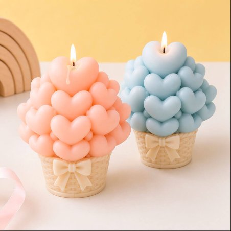 Molde para velas cesta de corazones 4
