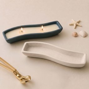 Molde para porta-velas alongado tipo barco