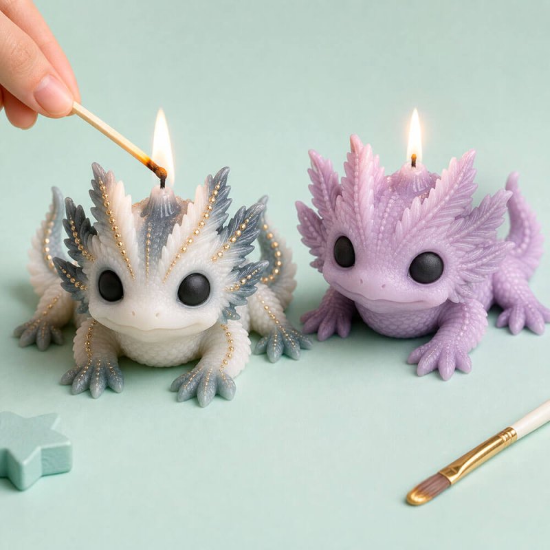 Molde para velas ajolote kawaii 3