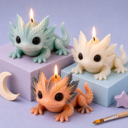 Molde para velas ajolote kawaii 4