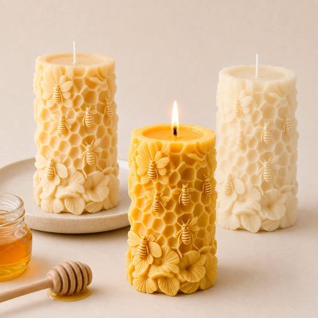 Molde para velas pilar de panal y abejas 3