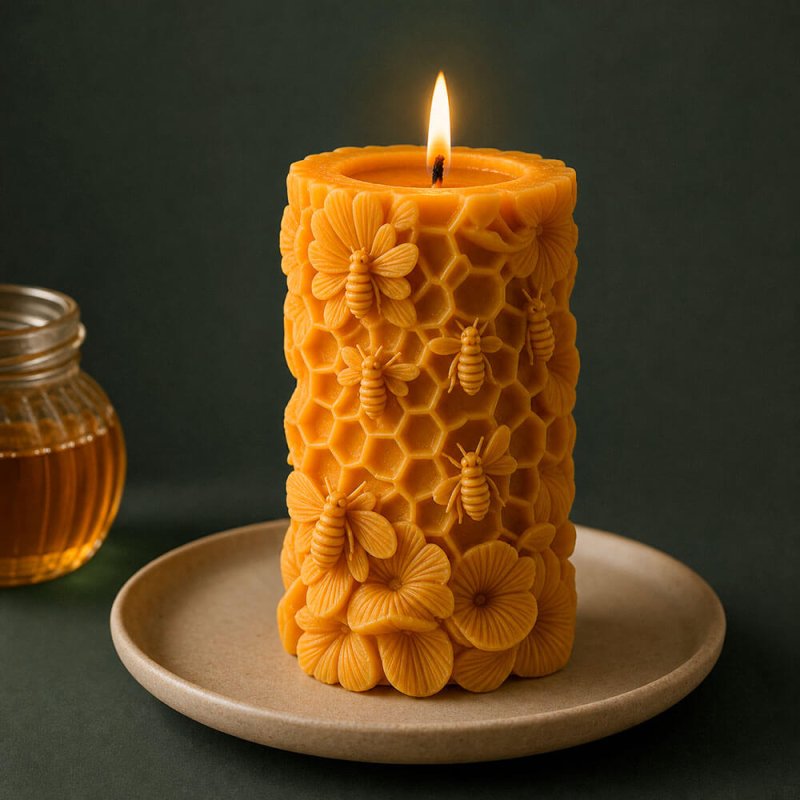 Molde para velas pilar de panal y abejas 5