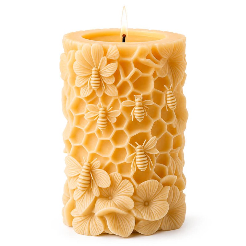 Molde para velas pilar de panal y abejas 2