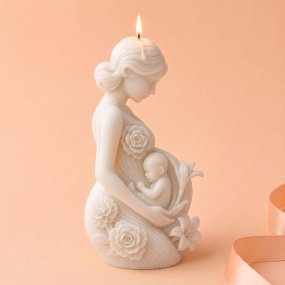 Molde vela madre con su bebé floral