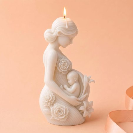 Molde vela madre con su bebé floral