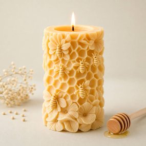 Molde de silicone círio com abelhas e favo
