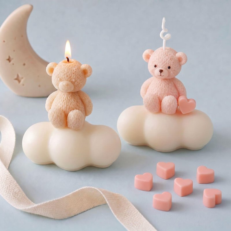 Molde para velas osito en la nube 4