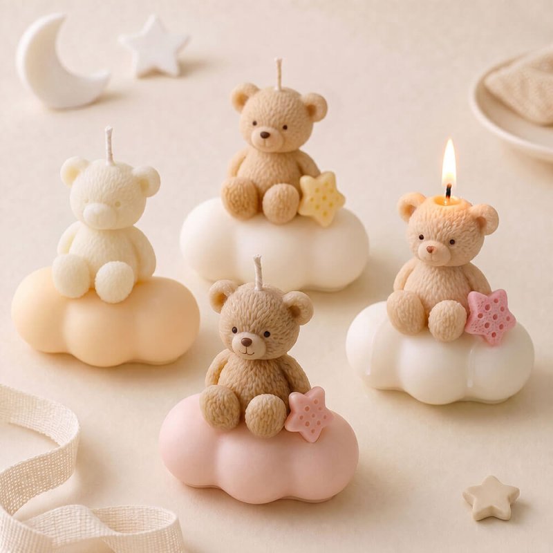Molde para velas osito en la nube 5