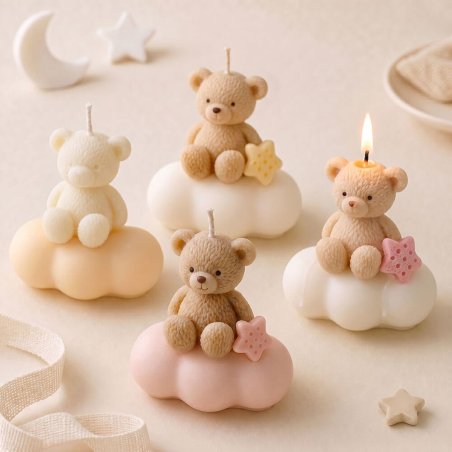Molde para velas osito en la nube 5