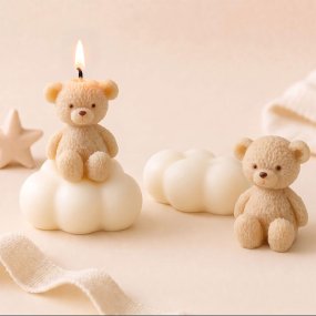 Molde para velas osito en la nube
