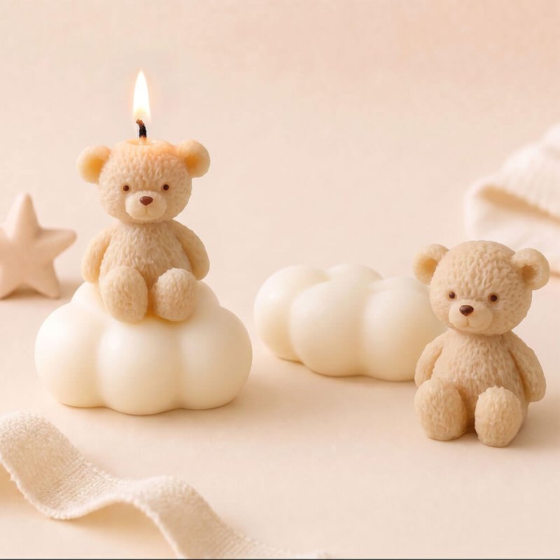 Molde para velas osito en la nube