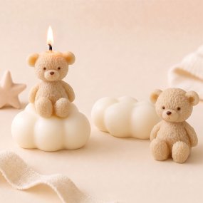 Molde para velas osito en la nube