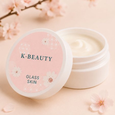 Etiqueta K-Beauty Glass Skin para crema facial