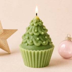 Molde para velas cupcake con árbol de Navidad 8,5 cm
