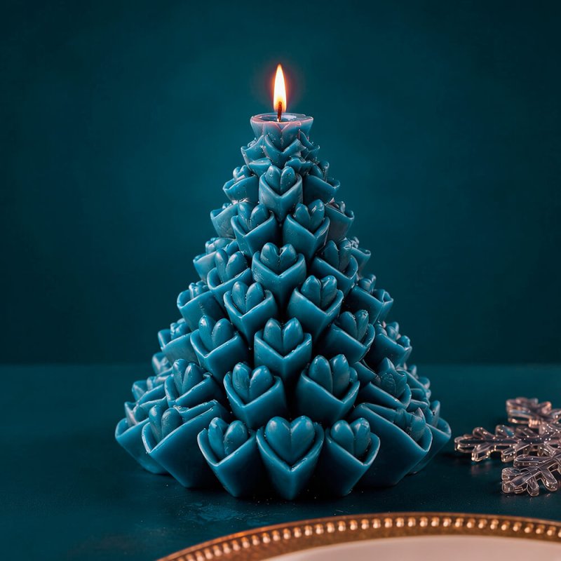 Vela decorativa árbol de navidad con corazones