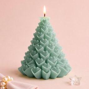 Moule pour bougies sapin de Noël de cœurs 10 cm
