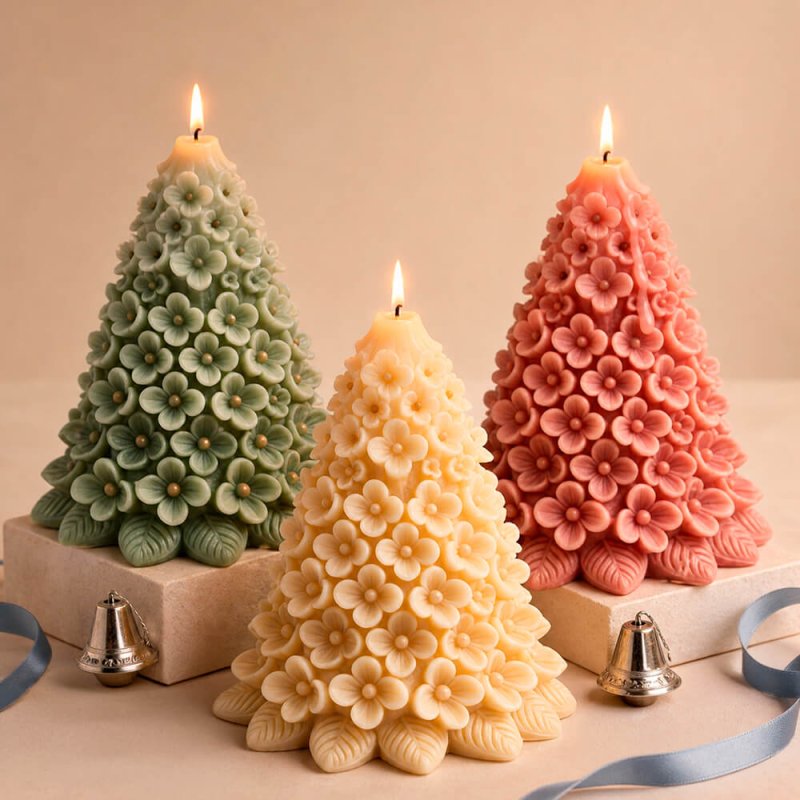Velas árbol floreado en diferentes colores