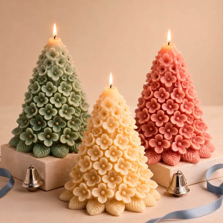 Velas árbol floreado en diferentes colores