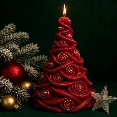 Vela decorativa árbol de navidad con rosas