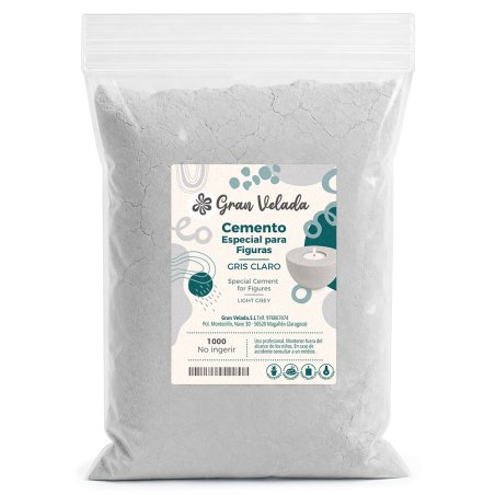 Envase de cemento para figuras gris claro por mayor